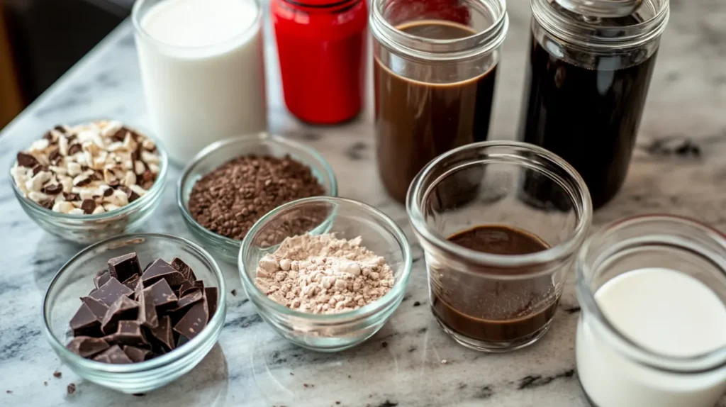 Ingredients For Making Peppermint Mocha At Home.