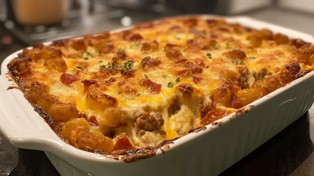 Tater Tot Breakfast Casserole.