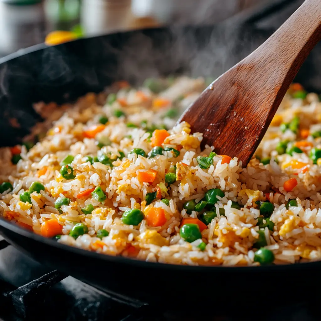 A griddle thermometer showing the ideal temperature for fried rice
